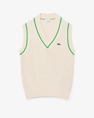 Pull sans manches maille effet crochet