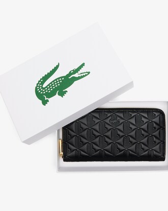 Portefeuille zipp&eacute; Maheki en cuir emboss&eacute;