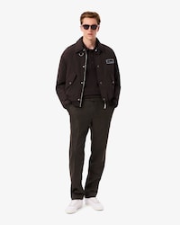 Pantalon straight fit laine &agrave; chevrons