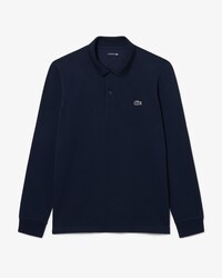 Polo regular fit manches longues en coton m&eacute;lang&eacute;