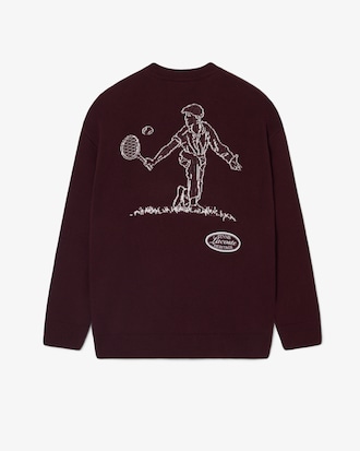 Pull col rond Tennis H&eacute;ritage laine m&eacute;lang&eacute;e