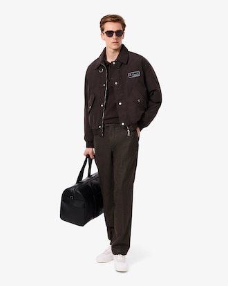 Pantalon straight fit laine à chevrons