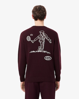 Pull col rond Tennis H&eacute;ritage laine m&eacute;lang&eacute;e