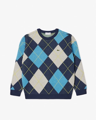 Pull coton et laine jacquard losange