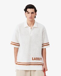 Pull col polo maille bouclette &eacute;ponge D&eacute;fil&eacute;