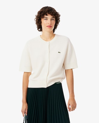 Cardigan coton et laine point mousse