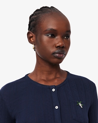 Cardigan slim fit marquage pointelle