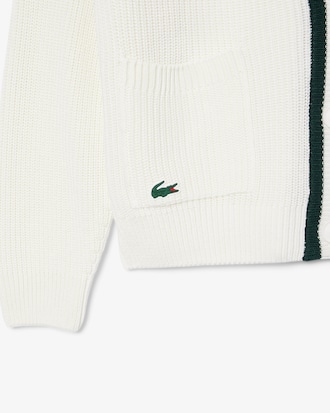 Cardigan Golf laine m&eacute;lang&eacute;e badge