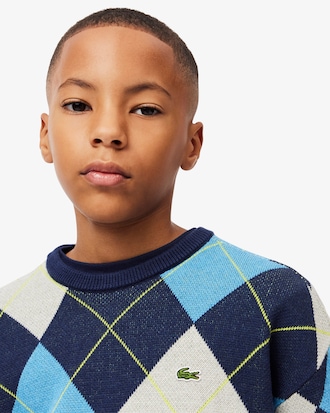 Pull coton et laine jacquard losange