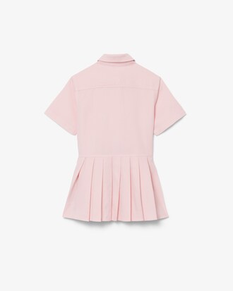 Robe chemise popeline bas pliss&eacute;