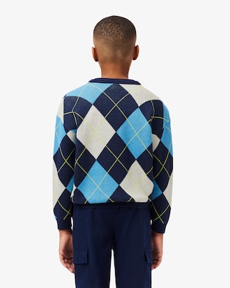 Pull coton et laine jacquard losange