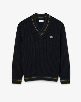 Pull col V laine ray&eacute;
