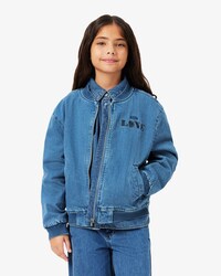 Bomber denim rembourr&eacute; avec badge