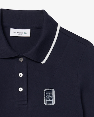 Polo Piqu&eacute; bicolore avec badge slim fit