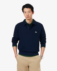 Sweatshirt col polo coton c&ocirc;tel&eacute;
