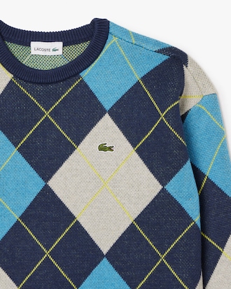 Pull coton et laine jacquard losange