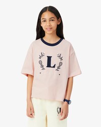 T-shirt coton badge contrast&eacute;