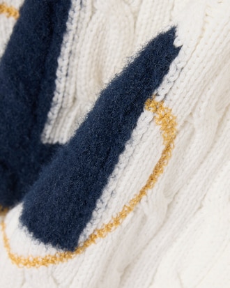 Maglione a trecce con intarsio e ricamo