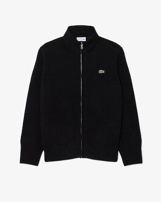Maglione con zip in lana cardata