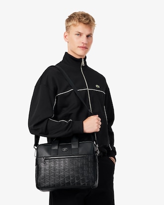 Borsa per laptop in pelle con monogramma