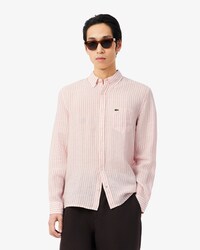 Camicia di lino a righe regular fit