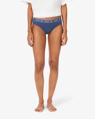 Tanga in cotone stretch con logo in vita