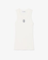 Canotta slim fit in maglia a coste con stemma