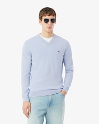 Maglione monocromatico in cotone con scollo a V