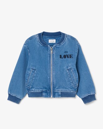 Bomber in denim imbottito con stemma