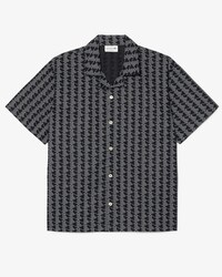 Camicia pigiama in popeline con monogramma stampato