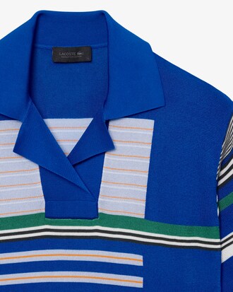 Polo oversize in piqu&eacute; di raso a righe Runway