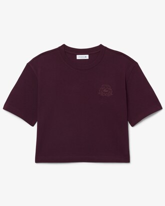 T-shirt in petit piqu&eacute; con stemma ricamato