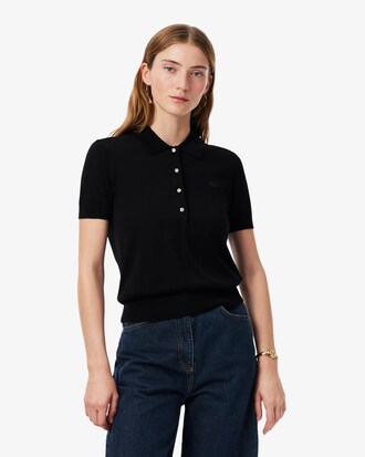 Polo regular fit in misto cashmere con bottoni gioiello