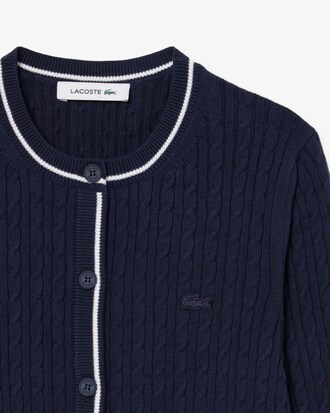 Cardigan a righe in maglia a trecce