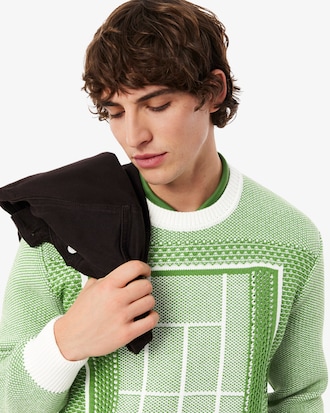 Maglia jacquard grafica con campo da tennis