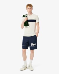 Shorts da tennis in taffet&agrave; a rombi con stampa