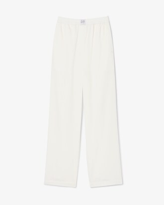 Pantaloni wide fit in petit piqu&eacute; di cotone