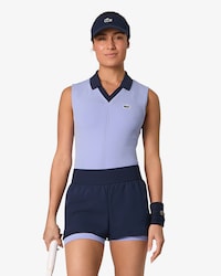 Polo da tennis smanicata in maglia elasticizzata