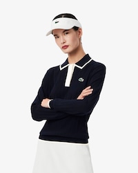 Maglione da golf elasticizzato con collo a polo