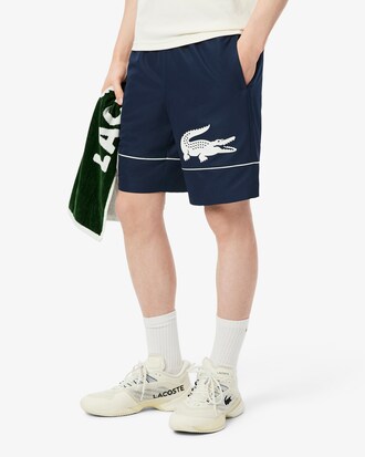 Shorts da tennis in taffet&agrave; a rombi con stampa