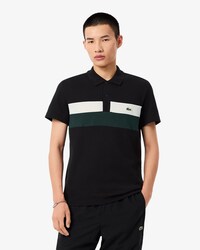 Polo regular fit in mini-piqu&eacute; color block con marchio