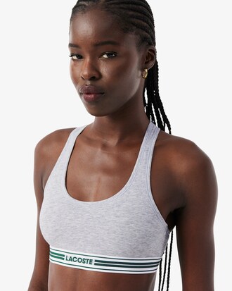 Bralette in cotone stretch con fascia a contrasto