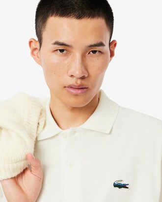 Polo in piqu&eacute; con coccodrillo con paesaggio classic fit