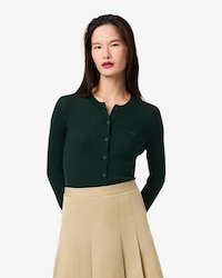 Cardigan in maglia di lana merinos a coste