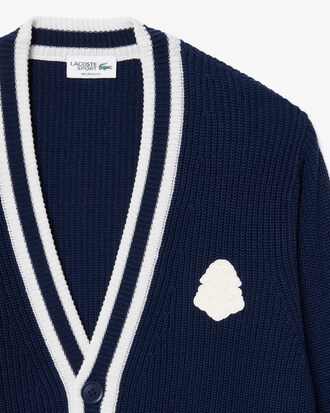 Cardigan da golf in misto lana con stemma