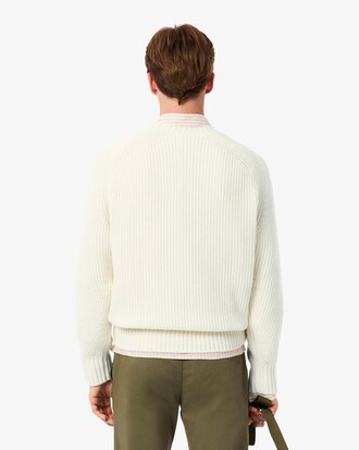 Maglione spesso in lana cardata con zip sul collo