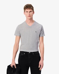 T-shirt con collo a V in jersey di cotone Pima leggero