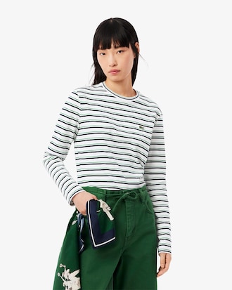 T-shirt in cotone a maniche lunghe a righe