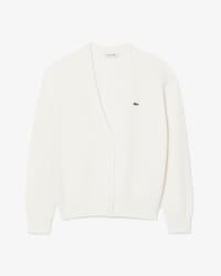 Cardigan in cotone a punto muschio con scollo a V