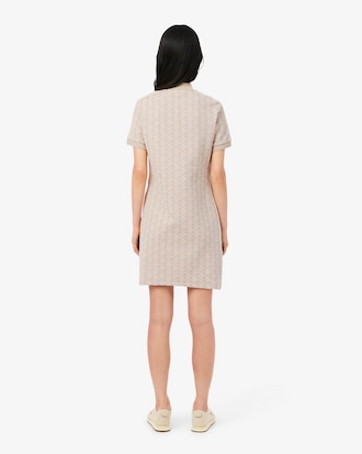 Vestito polo in jacquard con monogramma slim fit